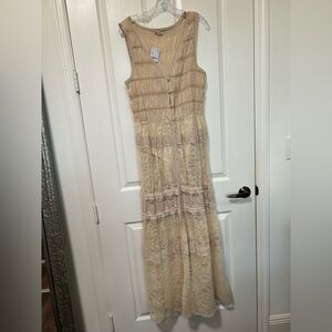 Intimately Free People Sweet Saloon sleeveless maxi bodysuit lace slip dress